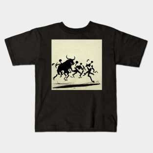 Abstract image of people running with the bulls in Spain. Kids T-Shirt